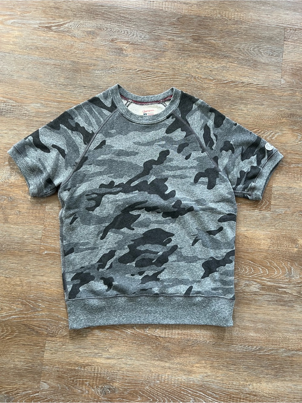 Todd Snyder x Champion Camo Short Sleeve Sweatshirt | Gray XS | Made in USA